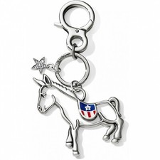 NWT Brighton Democrat Liberal PATRIOTIC DONKEY Handbag Key Fob Crystal MSRP 40
