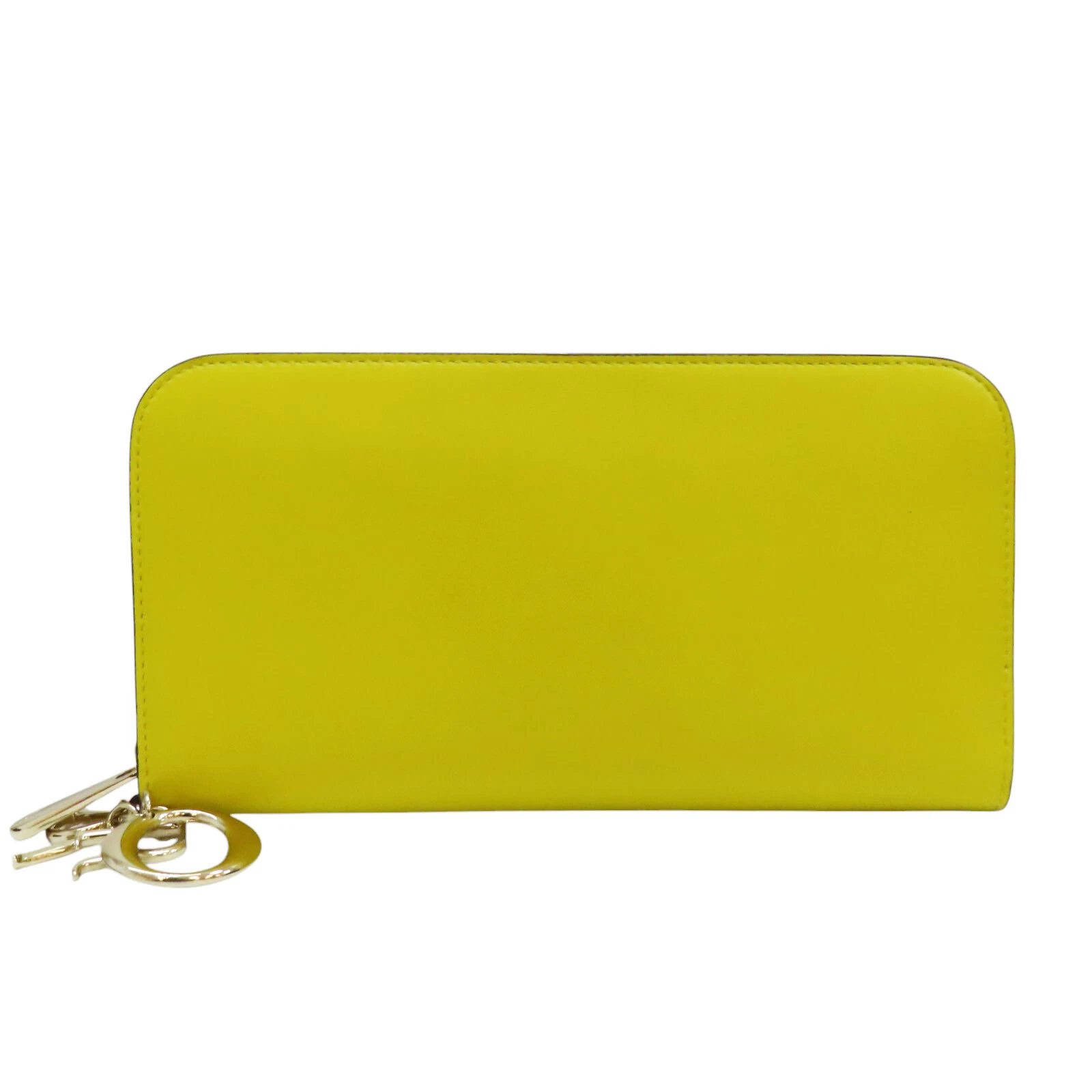 Portefeuille long zippé Dior cuir de veau jaune