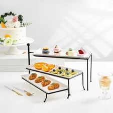 3 Tiered Serving Stand, Foldable Rectangular Food Display Stand L1