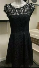 ABS by Allen Schwarts black Satin with embroidery Backless Gown Size 2