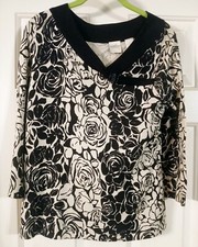 NWOT - Emma James Black & White Floral 3/4 Sl...
