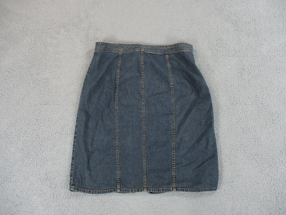 GAP Skirt Denim Womens 12 Blue Jean Dark A Line Knee Length Split Cotton Classic - Image 2 of 4