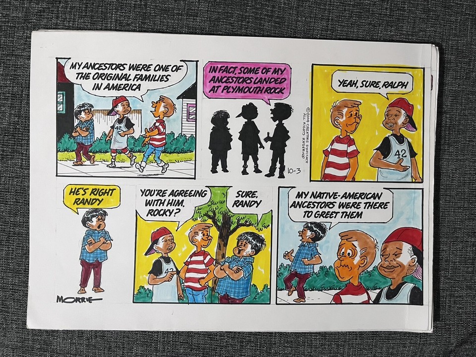 WEE PALS MORRIE TURNER Original Sunday Color Comic Strip 2004 Ancestry Native Comic Art