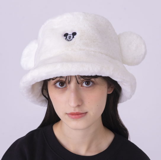 Tokyo Disney Bucket hat white Monotone coordination Fluffy Gray 2022 parks ears eBay