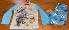 Space Jam Looney Tunes Boy  s Long Sleeve Shirt  Pants Pajamas New Size 6-7
