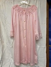 Vintage PHILMAID Pink Retro Nylon Silky Short Robe Floral Lace