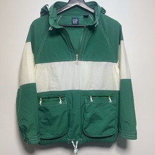 Gap Kids Sailing Style Nautical Windbreaker Green White Stripe XL Lightweight