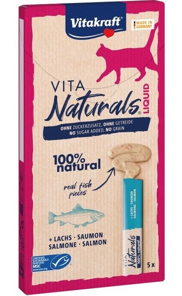 4008239589231 Vitakraft Vita Naturals Liquid Salmon - Katze Behandeln - 5 X 15G-image