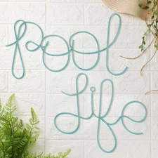 2 Pcs Pool Life Decor Pool Sign Metal Wall Art Decor Summer Beach Tropical Seasi