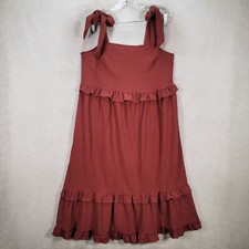 ASOS Womens Dress Size 6 Rust Stretch Shoulder Tie Ruffled Peasant Boho A Line