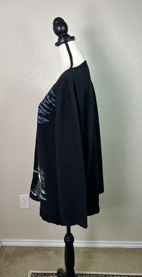 The Quacker Factory Black Christmas Cottage Cardigan Sweater Size 2X - Image 2 of 4
