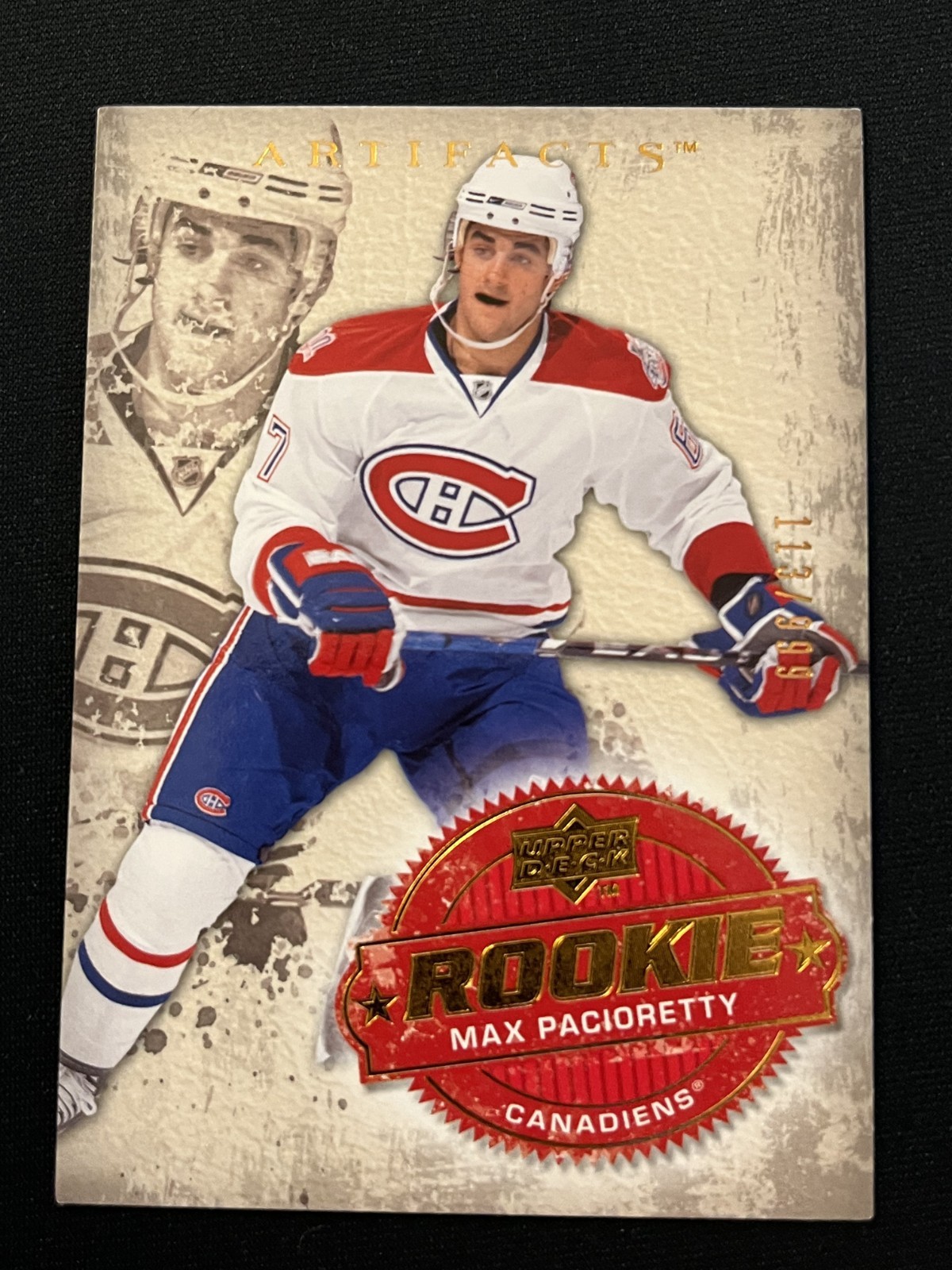 2008-09 UPPER DECK ARTIFACTS MAX PACIORETTY ROOKIE SN:113/999 MONTREAL