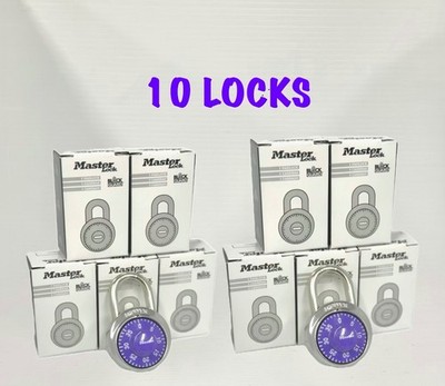 10 Locks Master Lock 1525 Locker Padlocks Purple Combination Dial V59 Key Option
