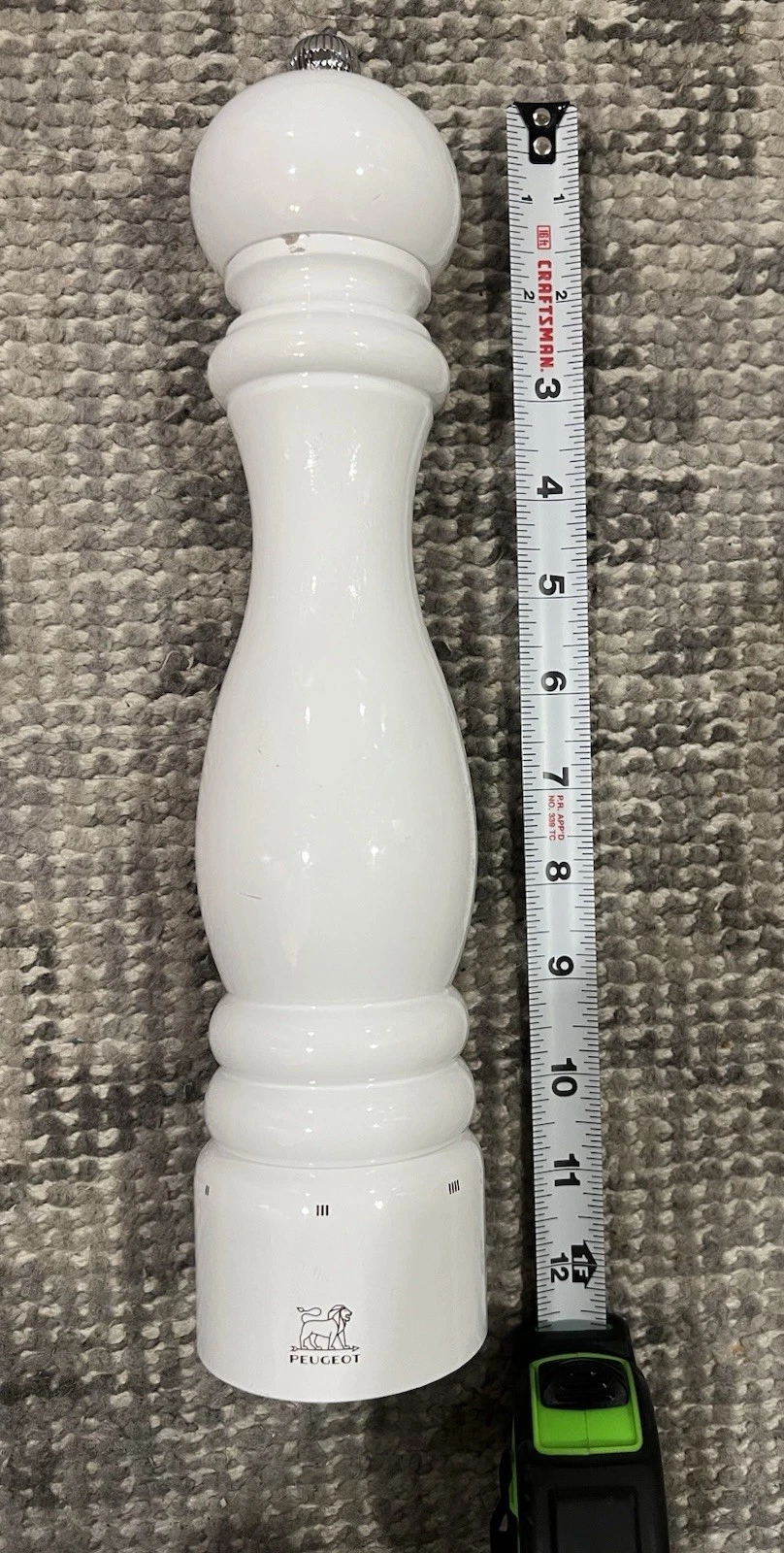 Peugeot White Lacquer ~12 Inch Salt Mill White Glossy Finish Grinder Wooden