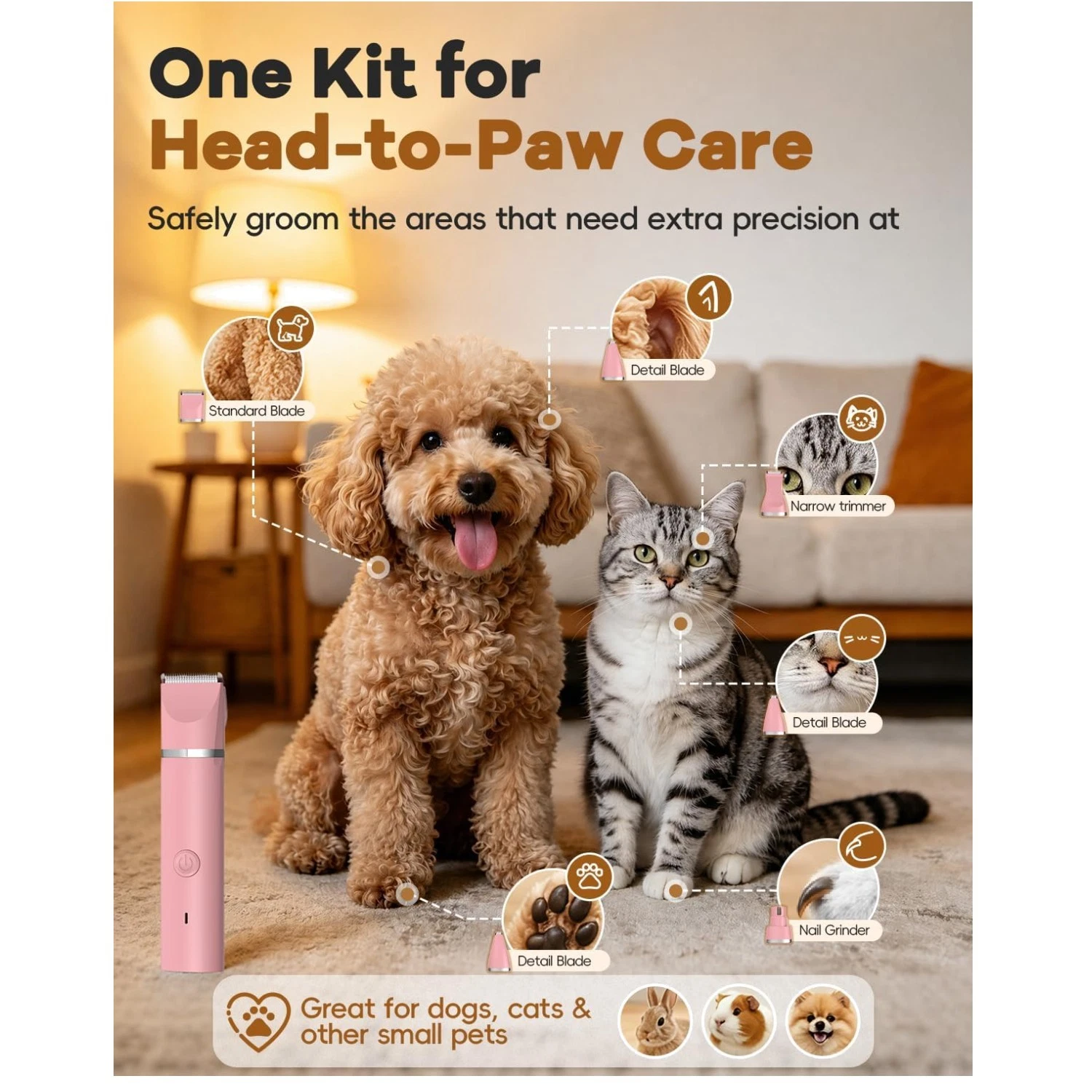4-in-1 Pet Grooming Clippers Set - Low Noise & Rechargeable