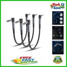 Versatile 3-Pack Guitar Patch Cables, 6-Inch Right-Angle for Noise-Free Sound