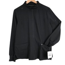 NWT Beyond Scrubs Women's Pride Mock Neck Jacket Sz M Black SBW700 Full Zip NEW