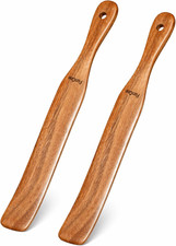 2 Pack Wooden Spurtle for Sourdough Starter, Mixing, Reaching Bottom of Jar, Dou