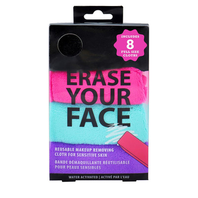 ERASE YOUR FACE Makeup Remover Cloths - Reusable Microfiber Face Towels to Clean