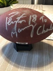 PEYTON MANNING 18 Signed Rawlings Jr. Size Football. Says " To Charles"