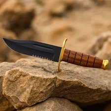 CUSTOM HANDMADE 1095 FORGED STEEL HUNTING BOWIE KNIFE IRON WOOD HANDLE + SHEATH