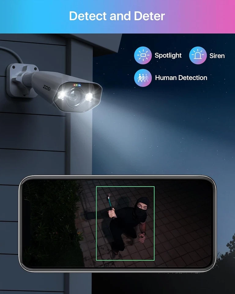 ZOSI 2x C182 4K 8MP PoE IP Add-on Security Camera Outdoor With Cable 2 Way Audio - Image 4 of 4