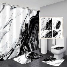 Nkzply 4 Pcs Black and White Shower Curtain Bathroom Sets with Shower Curtain...