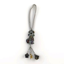 Pewter and Enamel Puppy Dog Keychain with Charms 