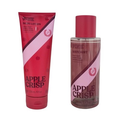 2 New Victoria's Secret Pink Apple Crisp Body Lotion + Body Cream, 8 fl oz
