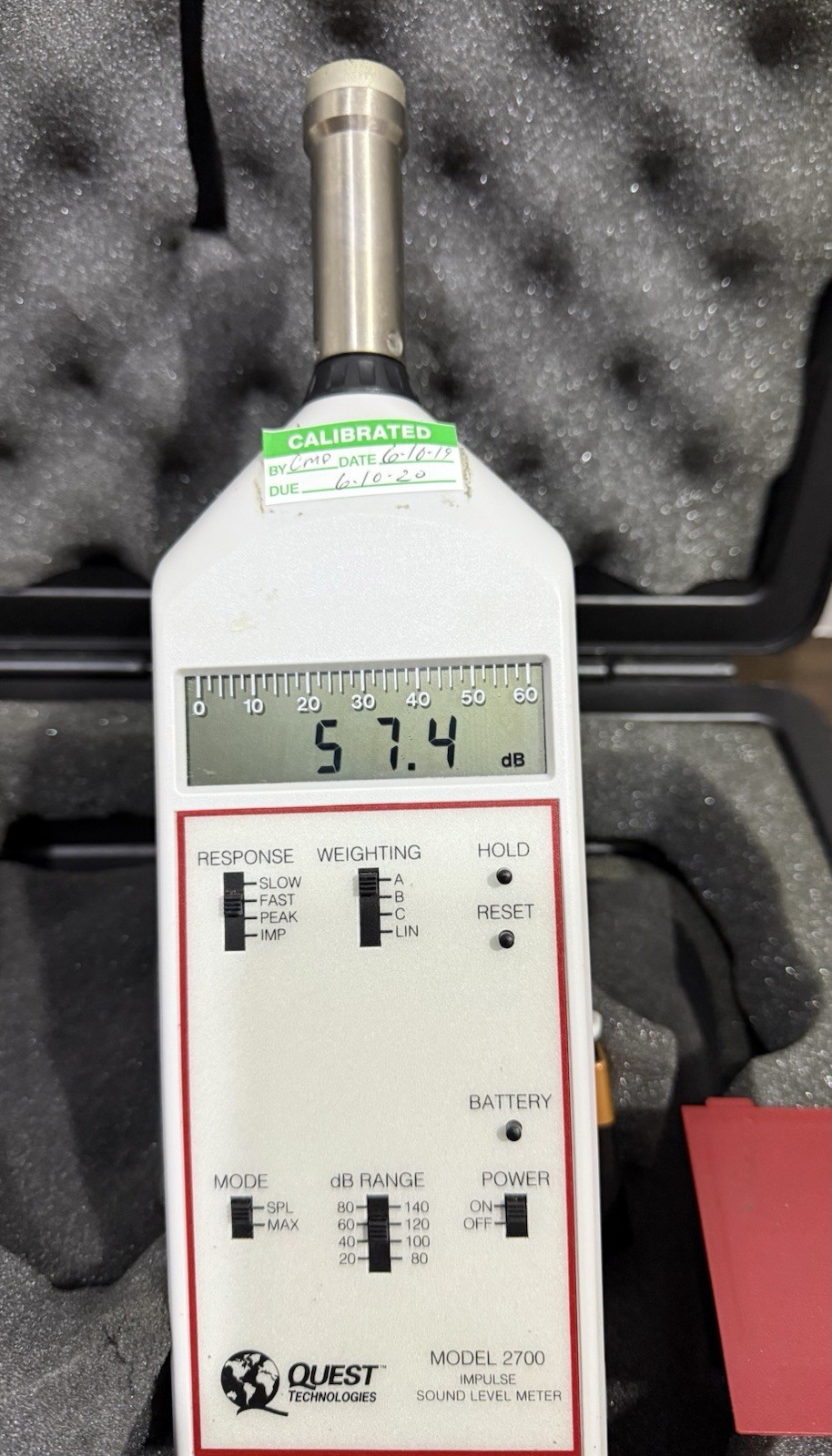 Quest Technologies Model 2700 Impulse Sound Level Meter W/Calibrator CA-12B