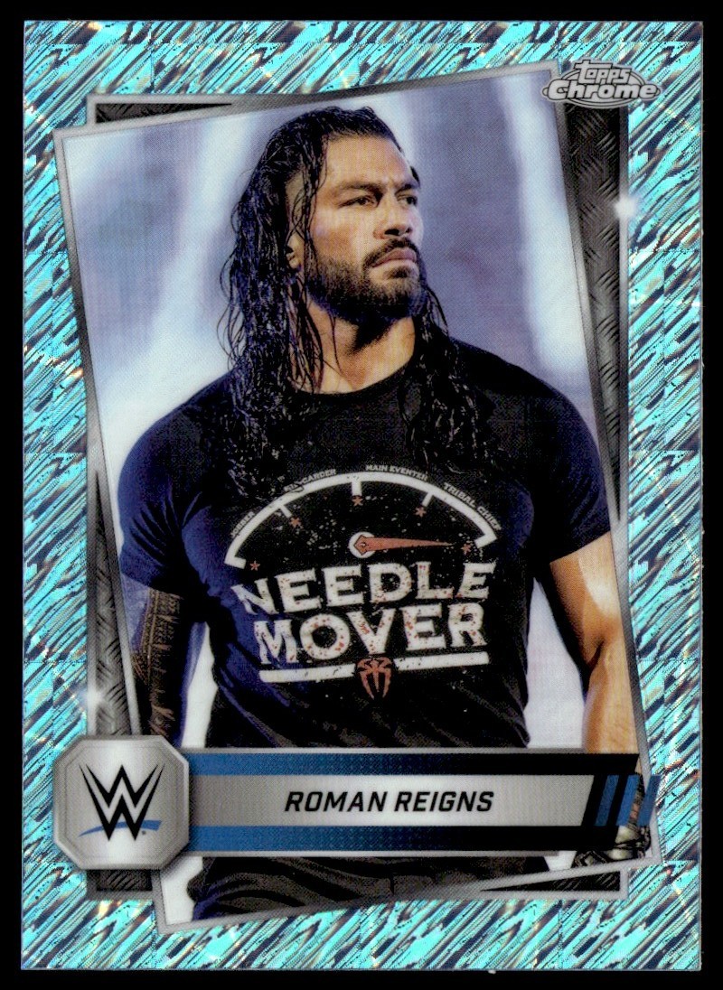 2025 Topps Chrome WWE Aqua Shimmer Refractor Roman Reigns 5/199 #3