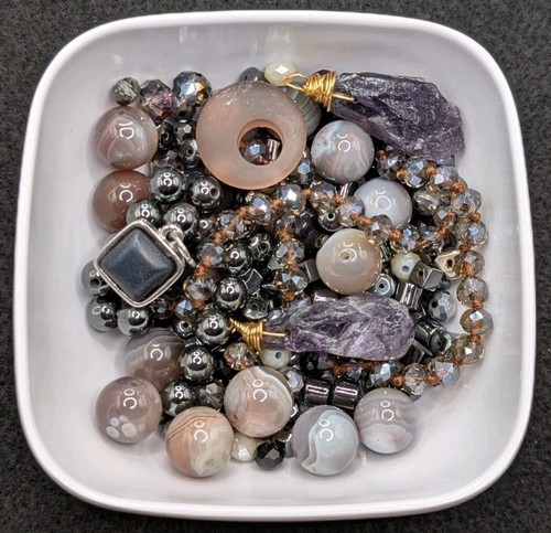 5oz Mystery Bead Soup Bag: Mix Loose Craft Jewelry DIY 💜🩶🖤🤍