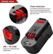 2Pack 3.6Ah HPB18 Ni-Mh Replacement Battery for Black and Decker 18V Battery ...