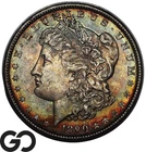 1890 Morgan Silver Dollar Coin, Beautiful Color, Solid Gem BU++, Gorgeous