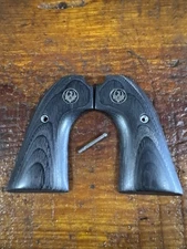 Factory Ruger Bisley Smooth Wood Grips With Silver Medallions. With Grip Screw.