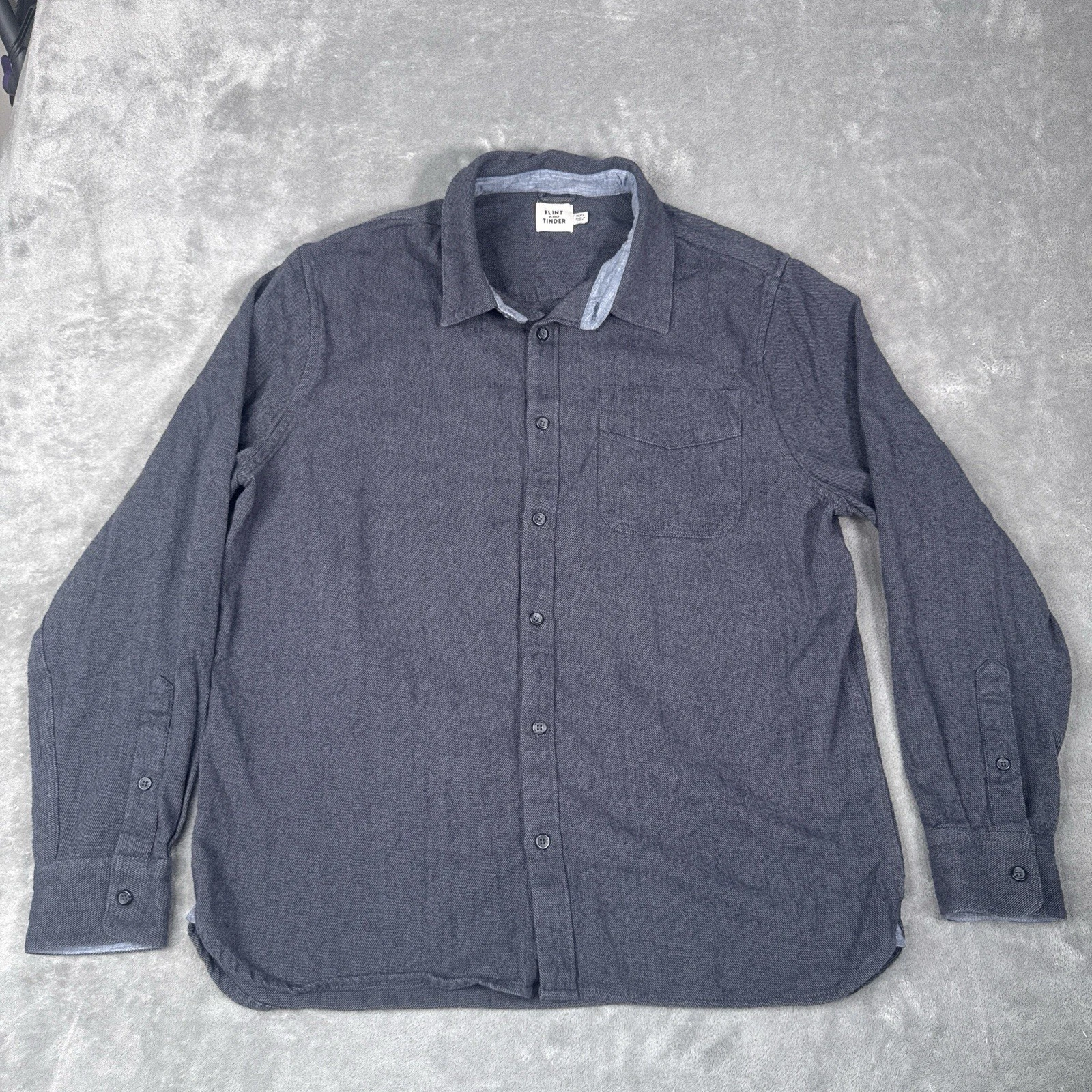 Flint And Tinder Shirt Mens XXL Gray Button Up Long Sleeve Huckberry Knit Thick