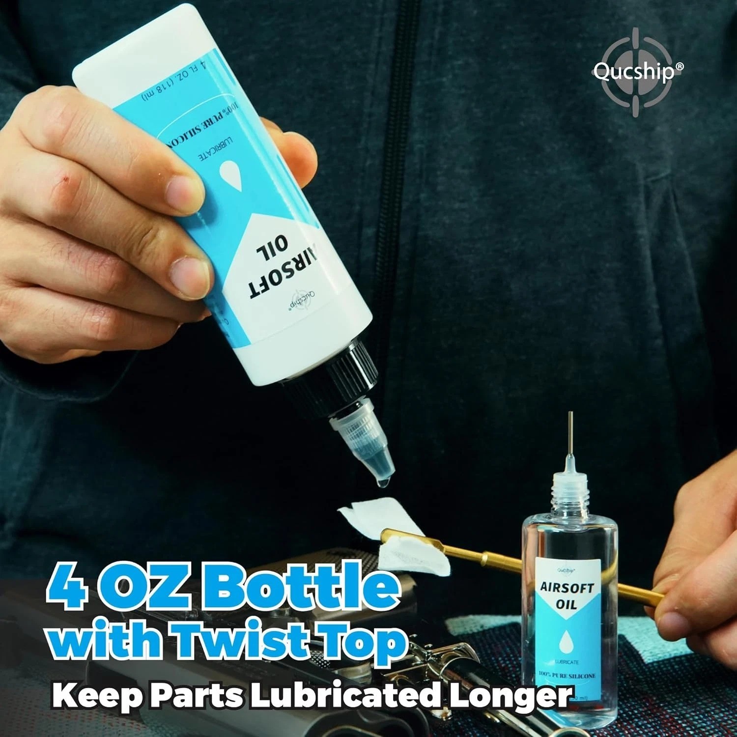 Airsoft Oil 4 Oz & 1 Oz Needle Oiler 100% Silicone Air Gun Oil, Multi-Purpose