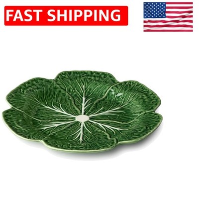 Heirloom-Inspired 13-Inch Cabbage Leaf Platter - Elegant Stoneware Serveware