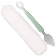 Baby Fruit Mud Scraper Spoon Double Head Silicone Spoon for Puree Green