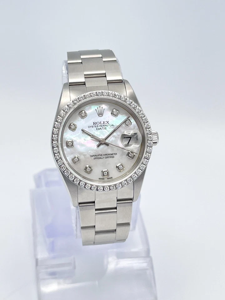 Rolex Oyster Date 34mm 15200 Pearl MOP Diamond Dial & Diamond Bezel Datejust Box - image 2 of 4