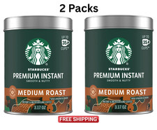  2 Pack Starbucks Premium Medium Roast Instant Coffee 3.17 Oz 100 Arabica Rich