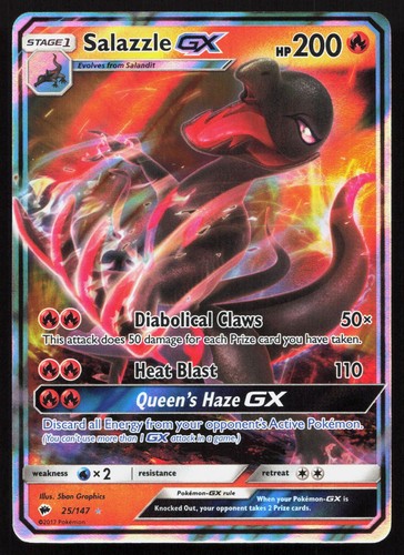 Salazzle GX 25/147 Burning Shadows Pokemon Holo