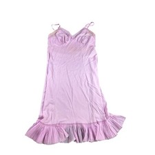 Vtg Light Purple Nylon slip dress-Adjustable straps- midi- some wear Sz Avg 38