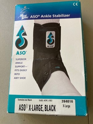NEW Med Spec ASO X-Large Black Ankle Stabilizer, Adjustable w/ Instr 264016