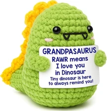 Mini Grandpa Gifts for Christmas– Handmade Crochet Dinosaur Grandpasaurus RAWR