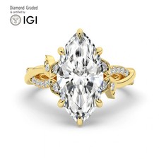 Marquise Diamond Engagement Ring 14k Yellow Gold Labgrown 3.40 Ct Solitaire