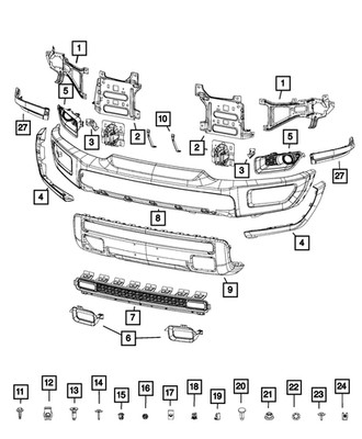 2015-20 DODGE RAM 1500 REBEL LOWER GRILLE FRONT BUMPER OEM 68271566AA
