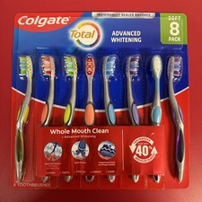 Colgate Toothbrushes Total Whole Mouth Clean Advanced Whitening 8 Pack Soft New