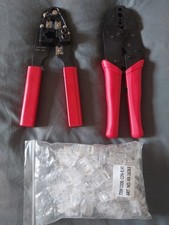 Cat5e/6 LAN Cable Crimper, 100x RJ45 Connectors and RG59/6 Coaxial Cable Crimper