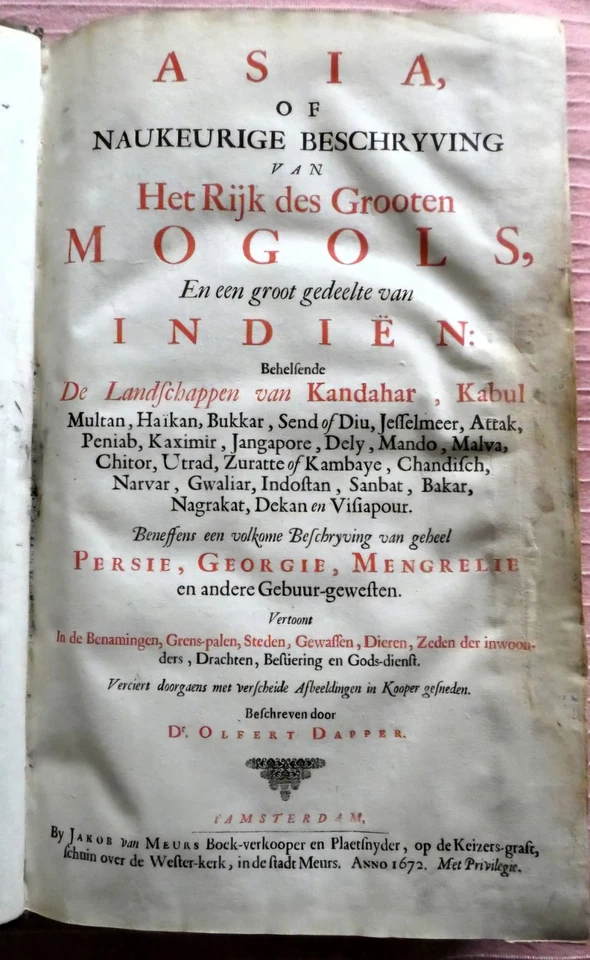 Olfert Dapper: Description of Asia, Mogol, Persia...,1672 rare 1st Dutch Edition Foto 2 de 4